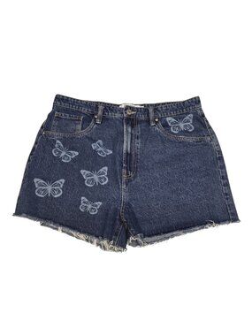 Printed Jean Shorts Butterflies Size 13 Frayed Hem Chelsea Refuge Denim